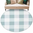 thumbnail image 2 of Round Area Rug 8ft,Green White Checkered Washable Carpet Non-Slip Runner Accent Rugs Indoor Floor Mat for Bedroom Living Room Decor,Abstract Square Plaid, 2 of 9