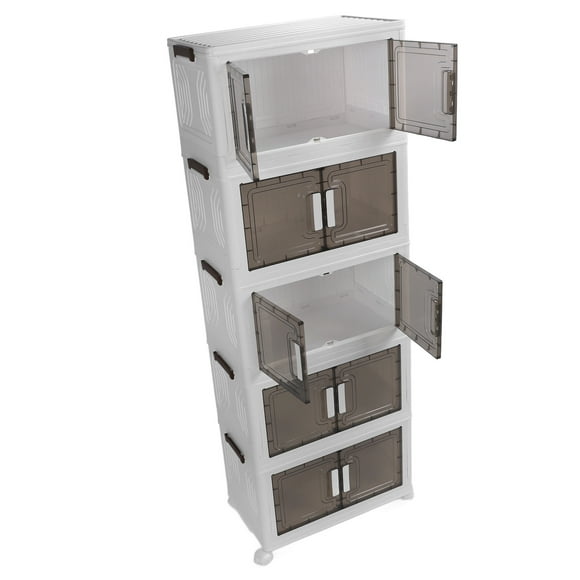 Storage Bins with Lids, Foldable Storage Bins with Wheel Stackable Storage Container for Grocery Shoes Clothes Books