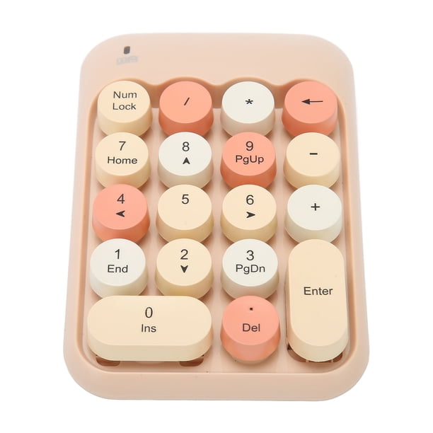 Teclado Numérico Inalámbrico de color retro de 18 Teclas con Teclas de Acceso Direto para Calculadora de Computeradora, Receptor USB, Portátil, suspensión