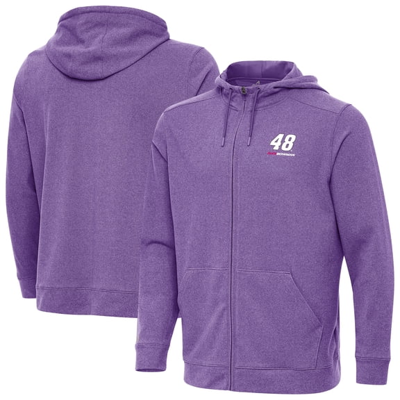 Men's-Antigua  Heather Purple Alex Bowman Effortless Full-Zip Hoodie