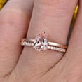 thumbnail image 2 of 1.50 Carat Solitaire 8x5mm Pear Shape Morganite Engagement Ring With Matching Wedding Band On 10k Rose Gold Bridal Ring Set Surprisingly, 2 of 5
