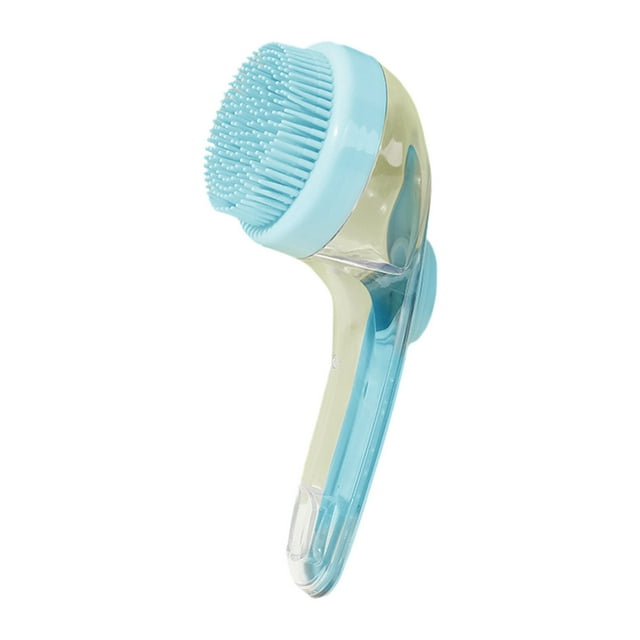 Long Handle Pet Bath Brush with Shampoo Dispenser and Soft Silicone for Easy Grooming