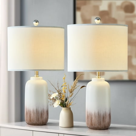 Maxax 24" Ceramic Table Lamps Set of 2 for Living Room, 3 Way Dimmable Brown Bedside Lamps for Bedroom