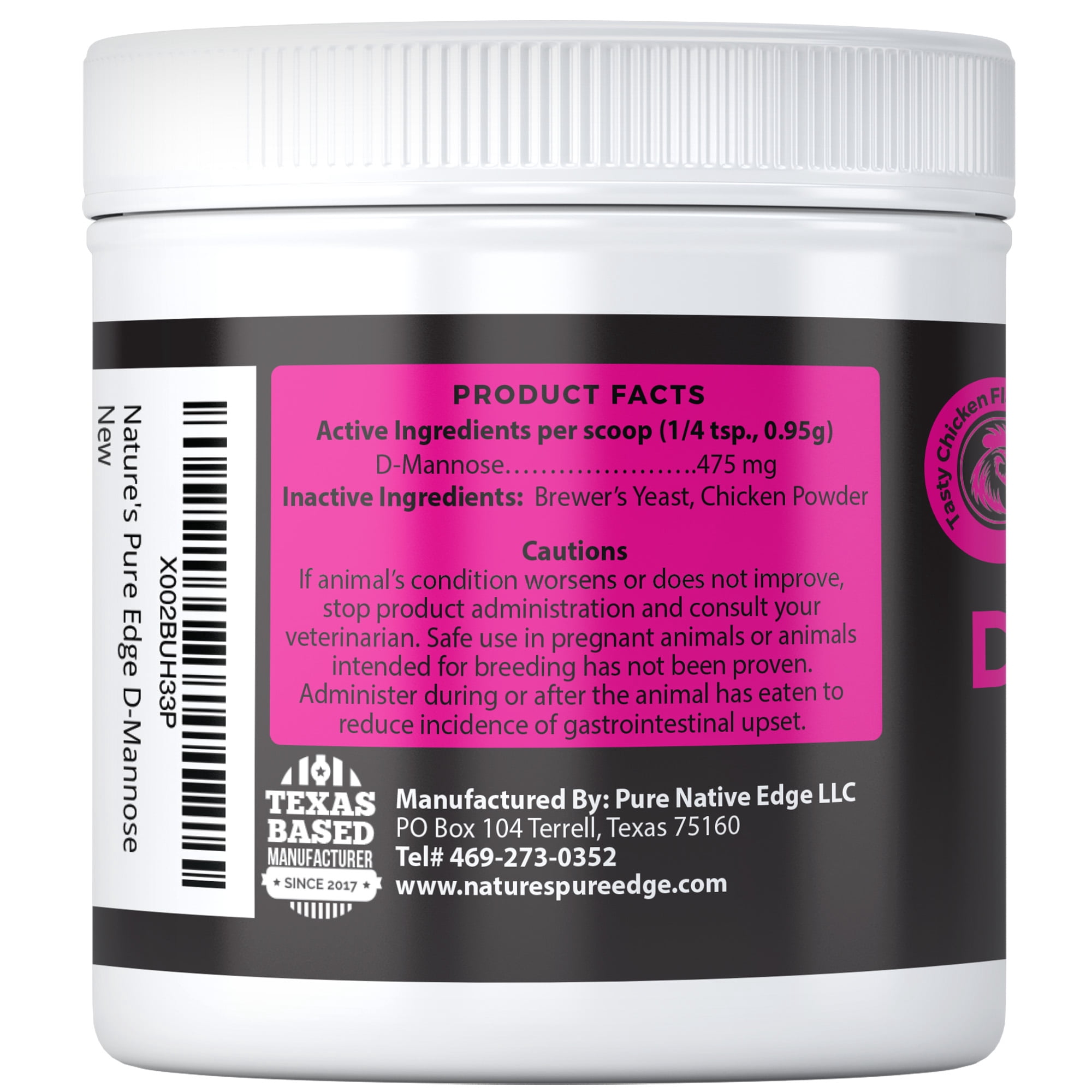 Nature's Pure Edge D-Mannose Powder for Pet UTI, Bladder & Tract Health, 115g Powder