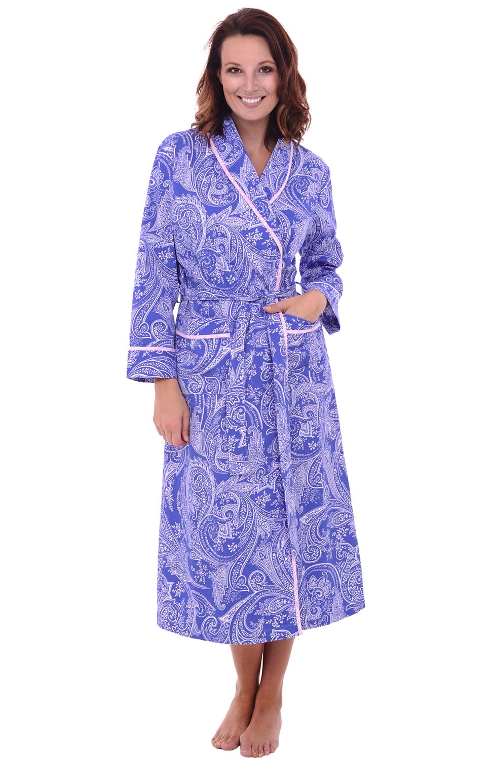 Alexander Del Rossa Women s Lightweight Cotton Kimono Robe  
