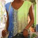 thumbnail image 2 of Camiseta de verano para mujer, holgada, informal, multicolor, con cuello en V, sin mangas, top degradado para mujeres y niñas, azul claro S, 2 of 7