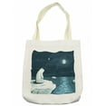 thumbnail image 1 of Winter Tote Bag, Cartoon Style Hand Drawn Polar Bear in the Arctic Staring at the Moon Image Print, Cloth Linen Reusable Bag for Shopping Books Beach and More, 16.5" X 14", Cream, by Ambesonne, 1 of 2