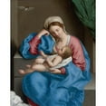 thumbnail image 2 of Giovanni Battista Salvi da Sassoferrato 15x18 Black Ornate Wood Framed Double Matted Museum Art Print Titled - Madonna with the Infant Christ Child Holding a Goldfinch on a String, 2 of 5
