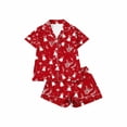 thumbnail image 7 of asdoklhq Flannel Pajamas for Women Set Women Christmas Printed Stand Up Collar Pocket Short Sleeved Top Shorts Home Wear Pajama Set Red XL, 7 of 7