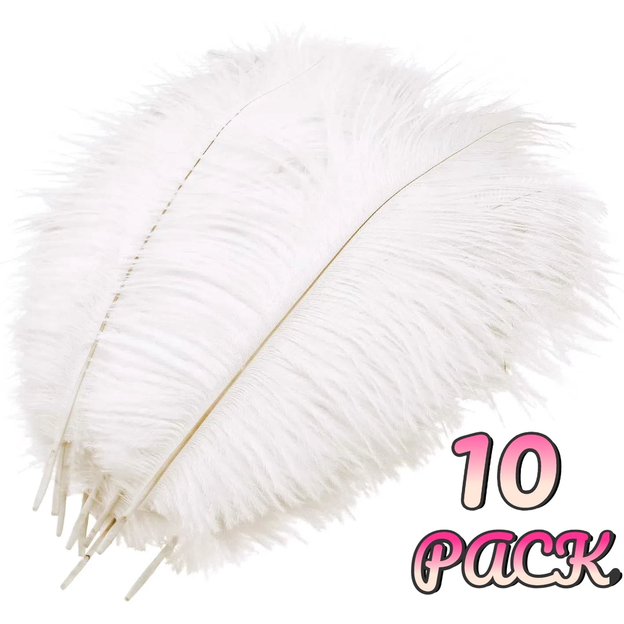 10 Pack Ostrich Feathers, 10-12 in (25-30 cm) White Crafts DIY Plume for Centerpieces Home Wedding Party Table Feather Decoration