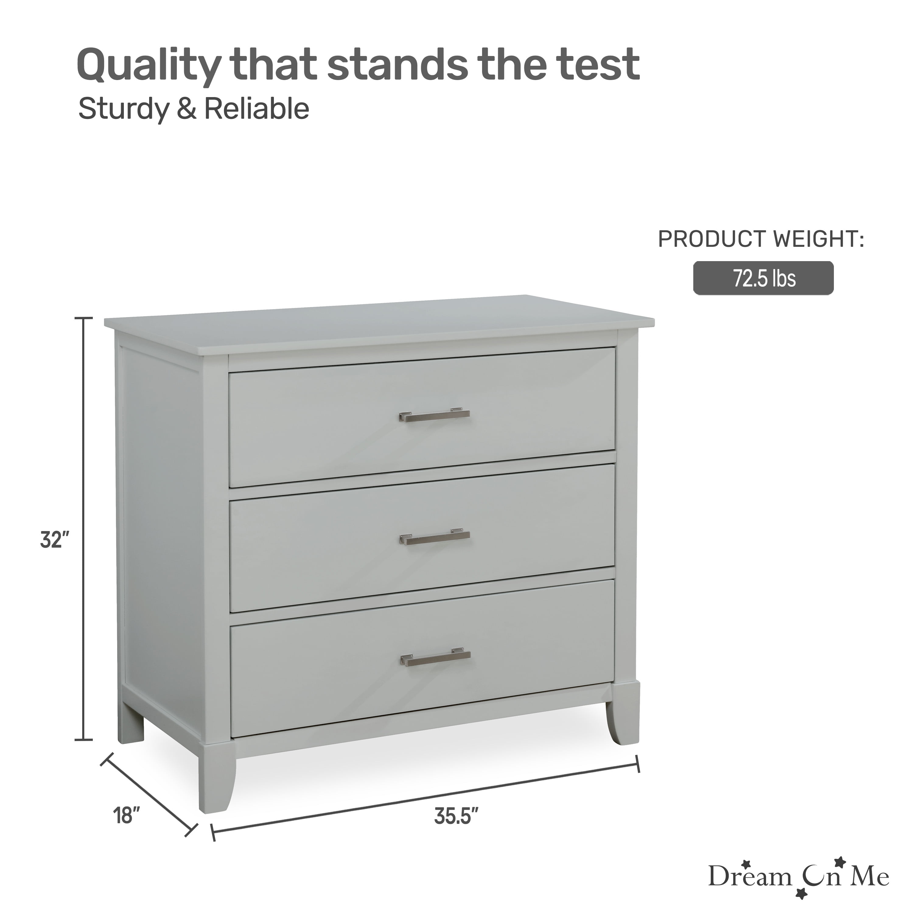 davinci charlie 3-drawer dresser in grey DaVinci Charlie 3-Drawer Dresser main image 1