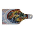thumbnail image 2 of Dragon Cutting Board, Chinese Horns Mane and Claws Flower Ornament Mythical Creature Monster, Decorative Tempered Glass Cutting and Serving Board, Wine Bottle Shape, Yellow Blue, by Ambesonne, 2 of 5
