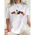 thumbnail image 1 of Playera Deportiva Manga Corta Mujer Dry-FitFun and Simple Colorful Floral Pattern Print Women's Fashion Trendy Round Neck Short Sleeve, Simple Casual Sports T-shirt, Comfortable Summer Top Women's C, 1 of 7