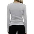 thumbnail image 4 of Womens Long Sleeve Stretch Crewneck Ribbed T-Shirt Slim Fit Casual Basic Tops, 4 of 4