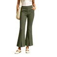 thumbnail image 5 of CQONEPT Women's Split Hem Flare Pants Elastic Waist Casual Office Elegant Cropped Dress Pant Trousers with Pockets Army Green M, 5 of 7