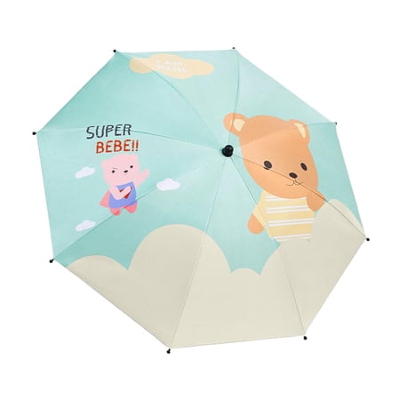 Baby Parasol Baby Pram Umbrella, with Clamp 360 Degree Adjustable, Sun Protection Baby Parasol for Park Trolley Walking Beach Chairs bear