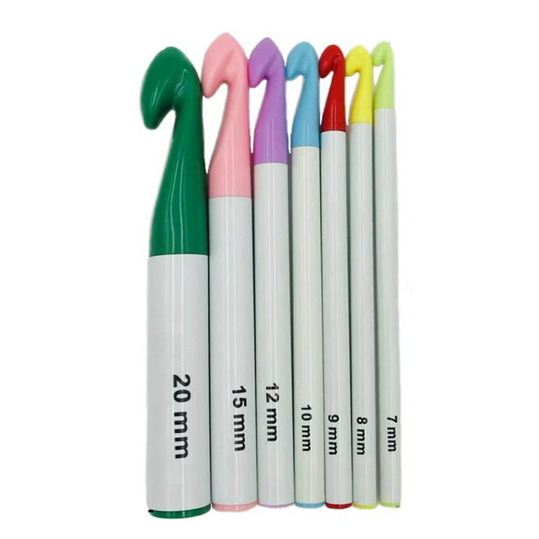 7 Pieces Huge Plastic Handle Crochet Hooks Set Large Size 7mm-20mm Colorful  Sweater Knitting Needles Yarn Sewing Tools