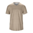 thumbnail image 3 of Men Solid V Neck Short Sleeve Fashion Trend Bottoming Shirt Casual Basic Tennis Tee, 3 of 8