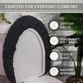 thumbnail image 3 of Home Weavers Allure Collection Toilet Lid Cover, 100% Cotton Soft Elastic Fit, Machine Washable, 18"x18", Black, 3 of 11