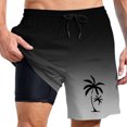 thumbnail image 3 of Mens Swim Trunks with Compression Liner Elastic Waist Slim Fit Casual Beach Shorts Mens Swimming Clothing Black Size XXXL, 3 of 5