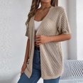 thumbnail image 2 of Diufon Short Sleeve Cardigans for Women Casual Solid Color Breathable Tops Hollow-Out Blouse, 2 of 7