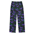 thumbnail image 2 of FORMRS Kids Pajama Pants with Pockets Size 11-12Y Boys Lounge Sleep Bottoms, Purple Cartoon Bats Pattern, 2 of 8