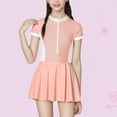 thumbnail image 2 of Girls' One Piece Skirted Swimsuit Zipper Front Short Sleeve Rashguard Cute Swim Dress for Teens Long Sleeve One-Piece Swimsuit 13Y, 2 of 7