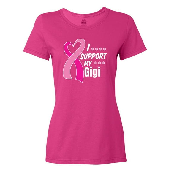 Inktastic Breast Cancer Awareness I Support My Gigi with Pink Ribbon Women's T-Shirt