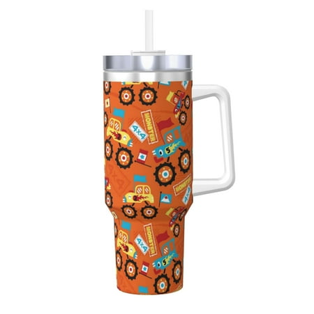 

Zeuib Monster Truck Truck Cartoon Printed Insulated Stainless Steel Hot/Cold Coffee Cup 40oz Ice Bully With Handle Tumbler with Straw and Handle Insulated Water Bottle Travel Mug Cup