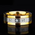 thumbnail image 7 of Yellow Gold Plated Matte 8mm AAA CZ Titanium Steel Mens Ring Men Wedding Band Man Ring, 7 of 7