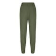 thumbnail image 4 of Summer High Waisted Pants Imitation Cotton Linen Wide Leg Trousers for Women Office Work Casual Sportswear with Pockets Professional Style Gifts | CSEONE,Army Green L, 4 of 8
