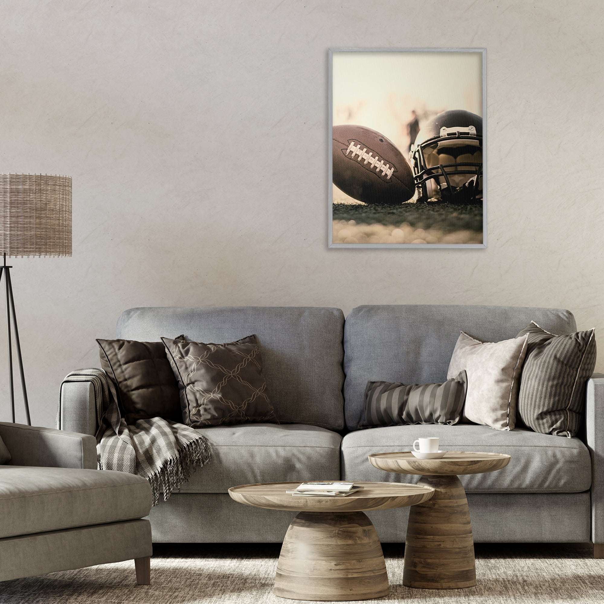 Stupell Industries Football Stand Alone Gray Framed Giclee Art, design by Jesse Keith
