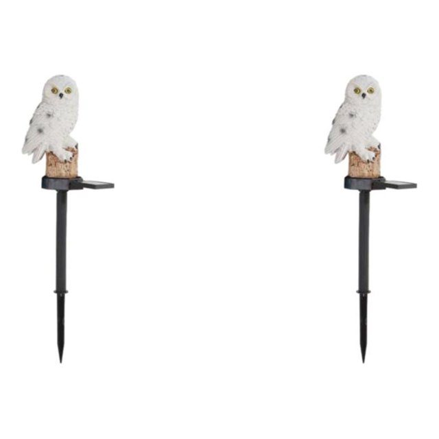 Moyic Luz LED impermeable para jardín, iluminación exterior atractiva, iluminación atractiva para exteriores, búho blanco buho Blanco 2Conjunto