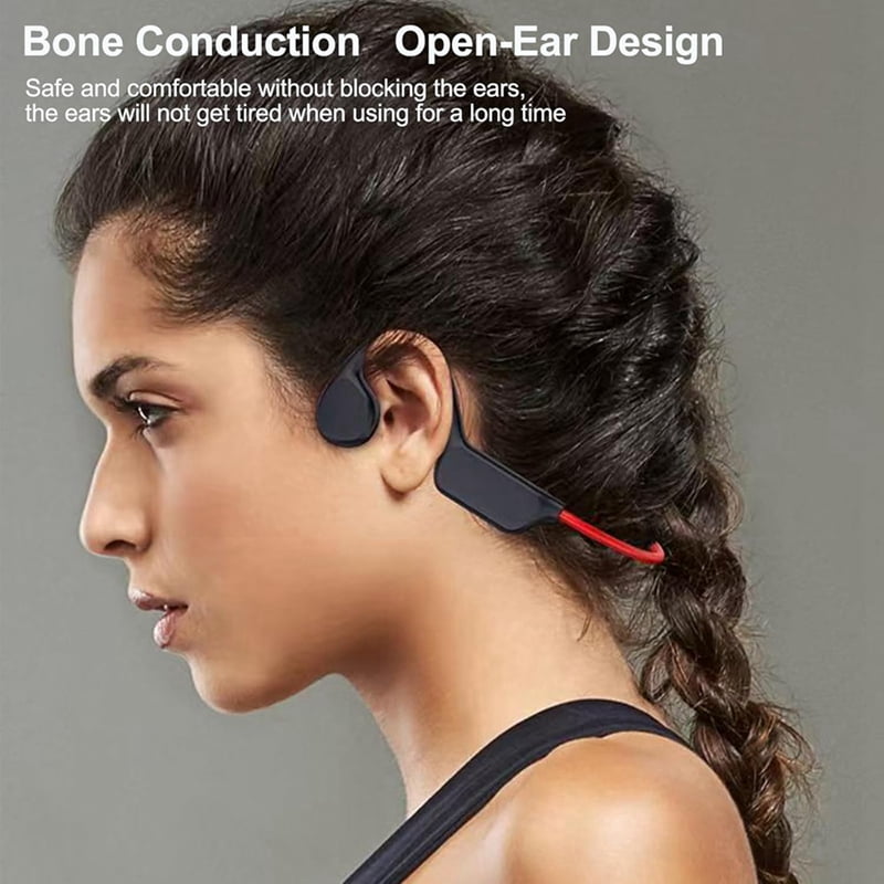 Bone Conduction Headphones Sports Headset Open-Ear Bluetooth Wireless Swimming Earphones Built-in Mic for Workout