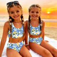 thumbnail image 5 of CCRFTGI Swimsuits for Child Girls Size 7 Two Piece Sets Swimming Girls Bathing Suit Beach Holiday Floral Print Bikini Set Summer Cute Girls Fashion Swimsuits Swimwear Sky Blue 1-2 Years, 5 of 9