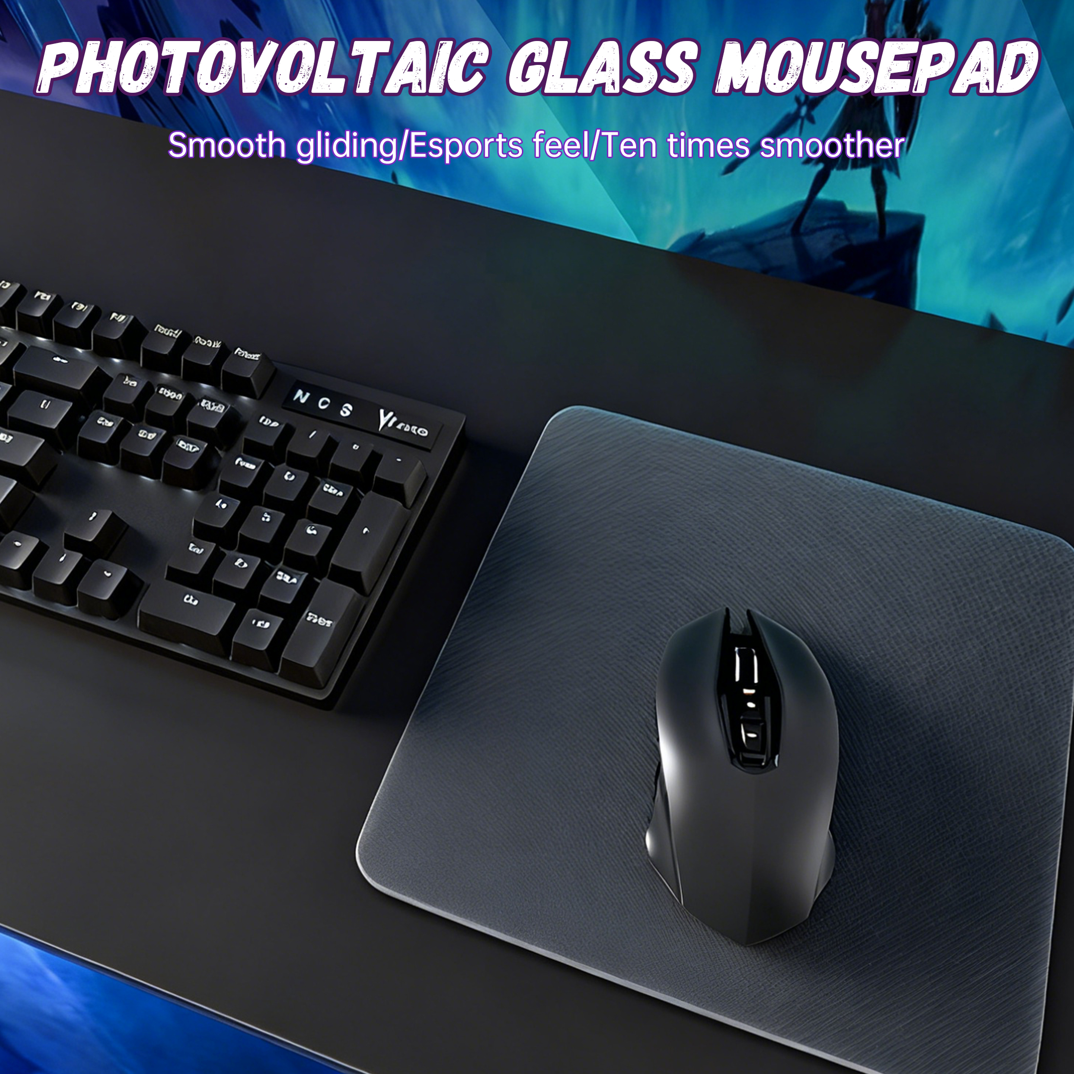 GJX Gaming Mousepad,7H Tempered Glass Mousepad,Mouse Pads,Gaming Non-Slip Low Surface Friction Glass Mouse Pad,11.81"x9.84"x0.12"