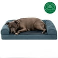 thumbnail image 4 of FurHaven Pet Products Faux Fleece & Chenille Orthopedic Sofa Pet Bed for Dogs & Cats - Orion Blue, Large, 4 of 13