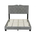 thumbnail image 5 of Upholstered Platform Full Size Bed Frame,Velvet Fabric Wooden Full Bed Frame with Rivet Design & Tufted Headboard for Bedroom,Wood Slat Support,Gray, 5 of 8