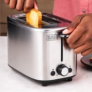 BLACK+DECKER 2‑Slice Toaster, Stainless Steel, Extra‑Wide Self‑Centering Slots, 7 Adjustable Shade Settings