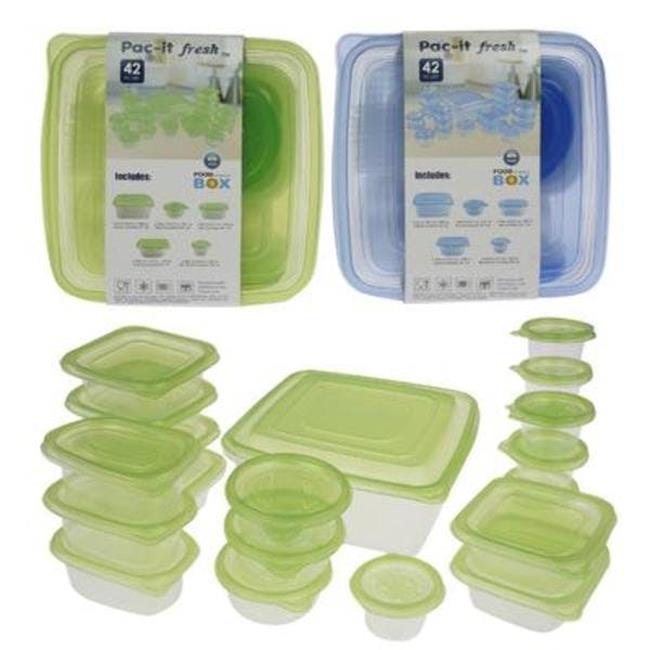 DDI 2327832 PacIt Fresh Food Storage Set, Assorted Color 42 Piece Case of 8