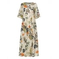thumbnail image 4 of Robe Longue Maxi Bohème Décontractée en Coton Lin à Manches 3/11 pour Femmes, 4 of 5
