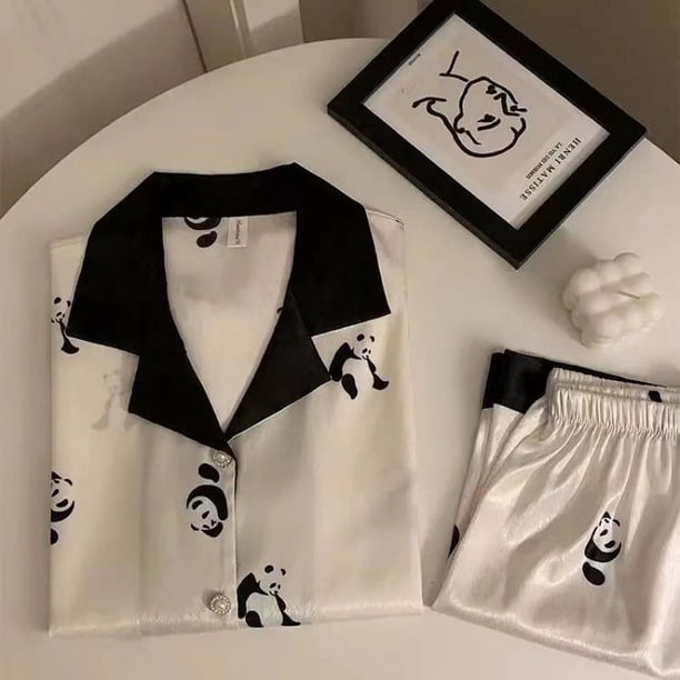 Pijamas de seda helada para mujer en verano, finos, frescos y frescos, pantalones cortos de encaje de manga corta, la seda se puede usar afuera, conjunto de dos piezas para uso doméstico