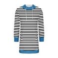 thumbnail image 3 of SMihono Women's Striped Pullover Dress Casual Long Sleeve Drawstring Hoodies Fashion Color Block Sweatshirt Tunic Dresses Black 12, 3 of 5