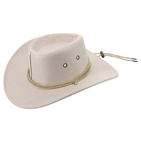 PENIKOKO Men's White Polyester Cow Hat with Wide Brim, Ideal for Outdoor Activities and Decorative Use