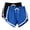#0412-Blue, variant on Womens 2PC Retro Striped Dolphin Hem Athletic Shorts Drawstring Waist Pocketed Workout Running Shorts