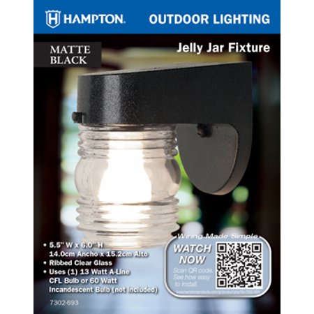Hampton Jelly Jar Fixture, Outdoor Lighting, Matte Black - Walmart.com Hampton Jelly Jar Fixture, Outdoor Lighting, Matte Black - Walmart.com -