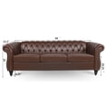 thumbnail image 7 of Chesterfield Sofa Couch, PU Tufted 3 Seater Sofa with Thick Cushion and Nailhead Trim, Mid-Century Rolled Arm Accent Sofa for Living Room, Bedroom, Office, Apartment, Small Space, Dark Brown, 7 of 7
