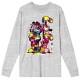 thumbnail image 5 of Garfield Odie & Garfield Multicolored Paint Crew Neck Long Sleeve Athletic Heather Adult Tee-Large, 5 of 7