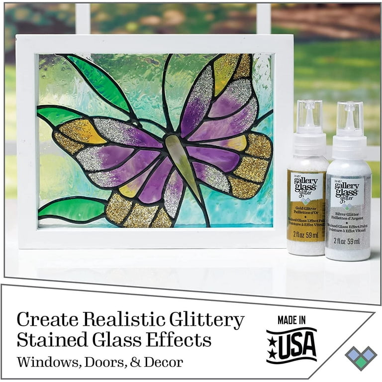 Gallery Glass Iridescent Stained Glass Paint, Blue/Green/Gold 2 fl oz  Brilliant Iridescent Finish Paint, Perfect For Easy To Apply DIY Arts And