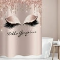 thumbnail image 3 of iMucci Hello Gorgeous Glitter Eyelash Shower Curtain, Rose Gold Drips Art Background, 70 x 70 inch Bathtub Shower Curtains Waterproof Fabric with 12 Hooks, 3 of 5